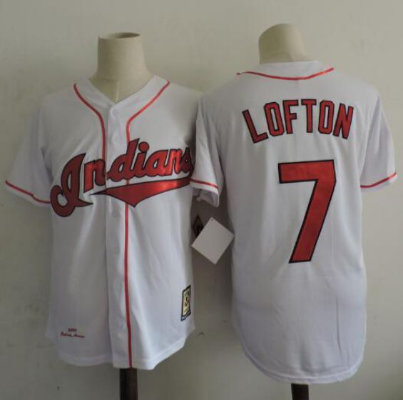 Men Cleveland Indians #7 Kenny Lofton White Throwback 1995 MLB Jerseys